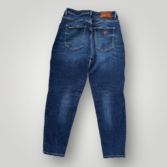 GUESS Women’s Mom Jeans Tapered High Blue Distressed Size 30 Eco Jeanologia - Picture 2 of 10
